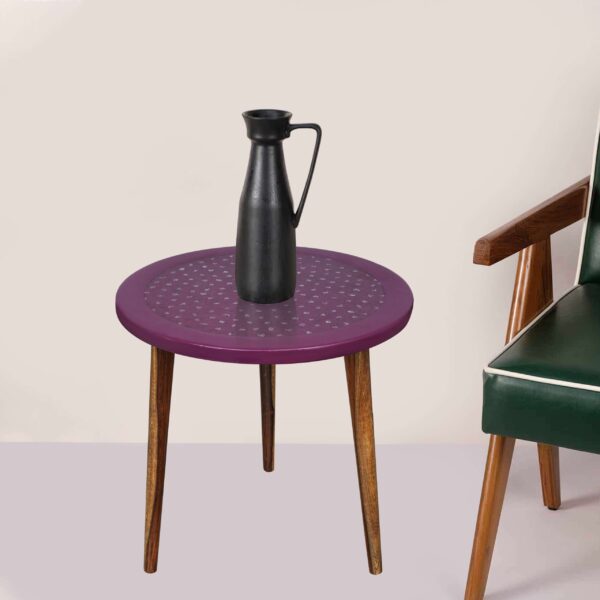 Wooden Round Side Table | Epoxy End Table | Coffee Table | Mid Century Modern Resin | Living Room Furniture - Image 3