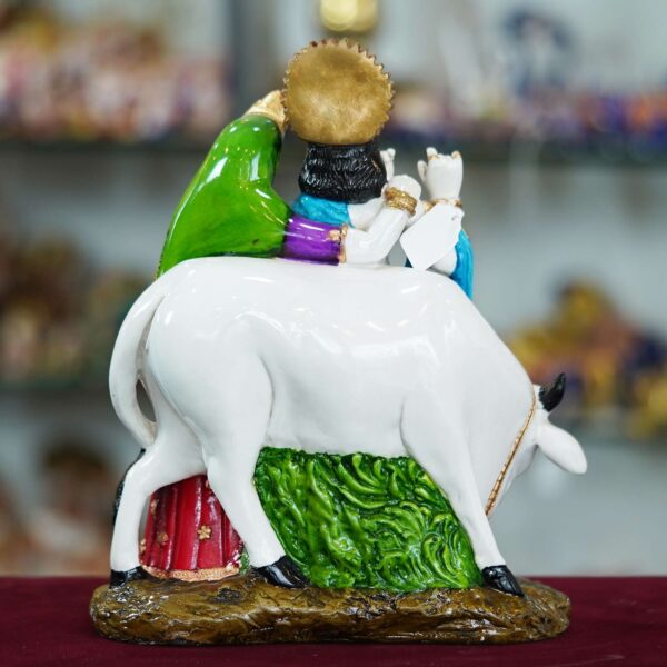 Marble Krishna Radha Statue with Cow for Home Decor - Image 4
