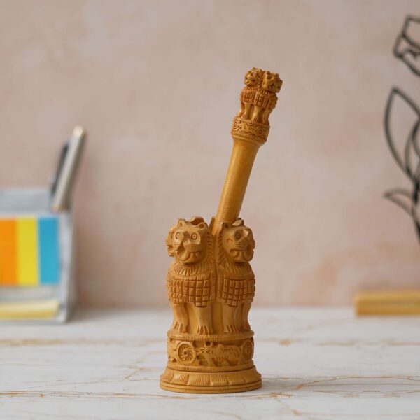 Wooden Ashoka Pillar with Wooden pen - Image 8